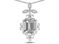 Star K Antique Vintage Design Octagon Cut Genuine White Topaz Pendent Necklace