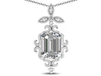 Star K Antique Vintage Design Octagon Cut Genuine White Topaz Pendent Necklace