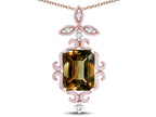 Star K Antique Vintage Design Octagon Cut Genuine Smoky Quartz Pendent Necklace