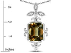 Star K Antique Vintage Design Octagon Cut Genuine Smoky Quartz Pendent Necklace