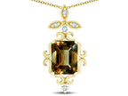 Star K Antique Vintage Design Octagon Cut Genuine Smoky Quartz Pendent Necklace