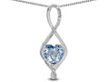 Star K 8mm Genuine Sky Blue Topaz Heart Infinity Loop Pendant Necklace