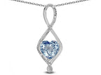 Star K 8mm Genuine Sky Blue Topaz Heart Infinity Loop Pendant Necklace