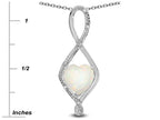 Star K 8mm Genuine Opal Heart Infinity Loop Pendant Necklace