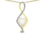 Star K 8mm Genuine Opal Heart Infinity Loop Pendant Necklace