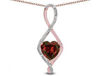 Star K 8mm Genuine Garnet Heart Infinity Loop Pendant Necklace