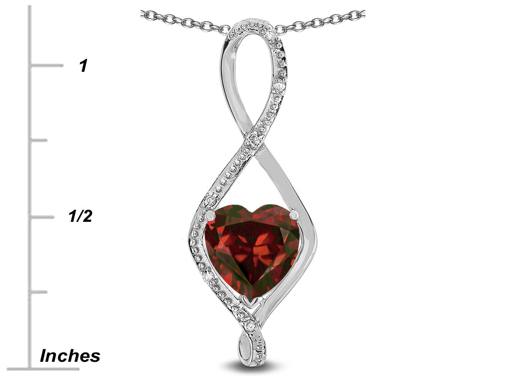 Star K 8mm Genuine Garnet Heart Infinity Loop Pendant Necklace