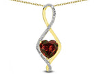Star K 8mm Genuine Garnet Heart Infinity Loop Pendant Necklace