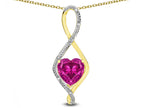Star K 8mm Created Pink Sapphire Heart Infinity Loop Pendant Necklace