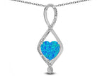 Star K 8mm Blue Created Opal Heart Infinity Loop Pendant Necklace