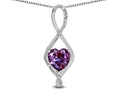 Star K 8mm Simulated Alexandrite Heart Infinity Loop Pendant Necklace
