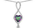 Star K 8mm Rainbow Mystic Topaz Heart Infinity Loop Pendant Necklace