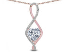 Star K 8mm Genuine White Topaz Heart Infinity Loop Pendant Necklace