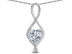 Star K 8mm Genuine White Topaz Heart Infinity Loop Pendant Necklace
