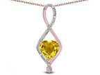 Star K 8mm Genuine Citrine Heart Infinity Loop Pendant Necklace