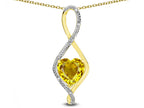 Star K 8mm Genuine Citrine Heart Infinity Loop Pendant Necklace
