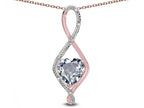 Star K 8mm Genuine Aquamarine Heart Infinity Loop Pendant Necklace