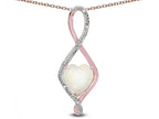 Star K 8mm Genuine Opal Heart Infinity Loop Pendant Necklace