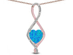 Star K 8mm Blue Created Opal Heart Infinity Loop Pendant Necklace