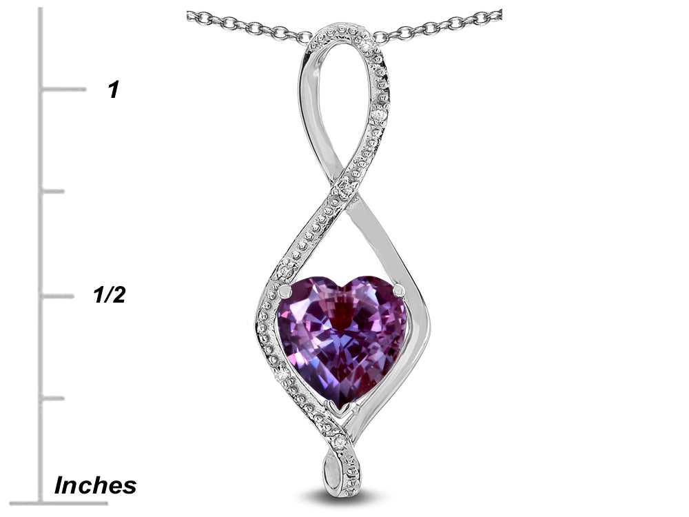 Star K 8mm Simulated Alexandrite Heart Infinity Loop Pendant Necklace