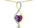 Star K 8mm Simulated Alexandrite Heart Infinity Loop Pendant Necklace