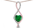 Star K 8mm Simulated Emerald Heart Infinity Loop Pendant Necklace