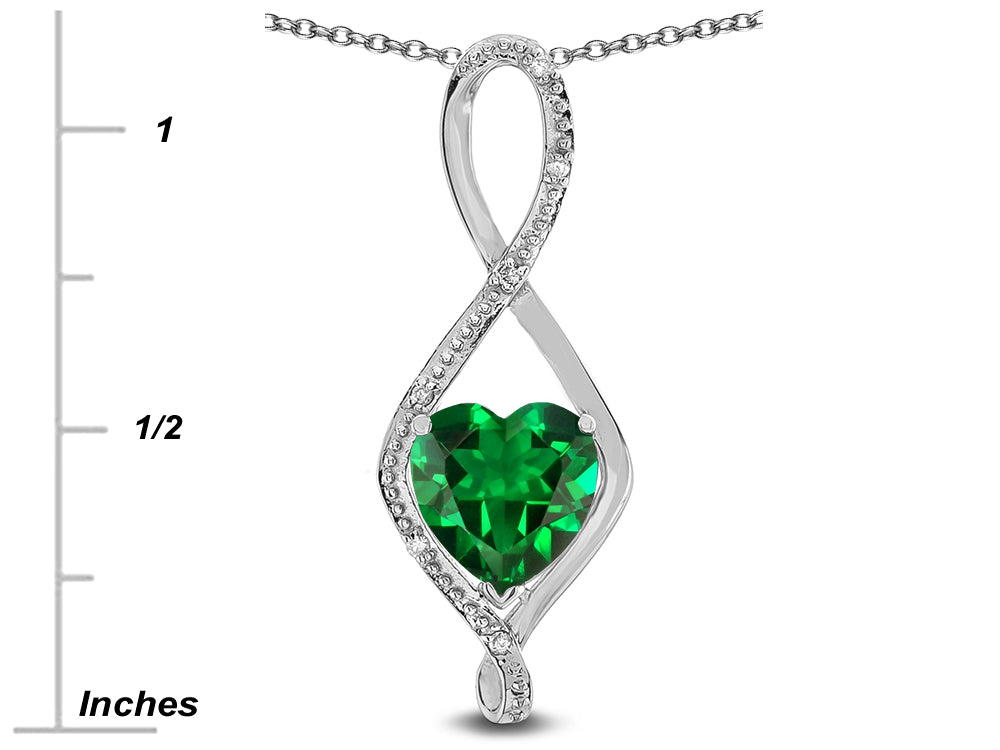 Star K 8mm Simulated Emerald Heart Infinity Loop Pendant Necklace