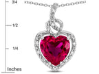 Star K Double Love Heart Halo Pendant Necklace with 8mm Created Ruby