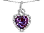 Star K Double Love Heart Halo Pendant Necklace with 8mm Simulated Alexandrite