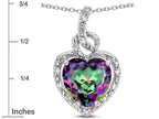 Star K Double Love Heart Halo Pendant Necklace with 8mm Rainbow Mystic Topaz