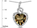 Star K Double Love Heart Halo Pendant Necklace with 8mm Genuine Smoky Quartz