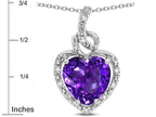 Star K Double Love Heart Halo Pendant Necklace with 8mm Genuine Amethyst