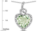 Star K Double Love Heart Halo Pendant Necklace with 8mm Genuine Green Amethyst