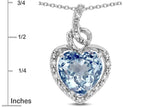 Star K Double Love Heart Halo Pendant Necklace with 8mm Genuine Sky Blue Topaz
