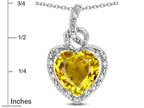 Star K Double Love Heart Halo Pendant Necklace with 8mm Genuine Citrine