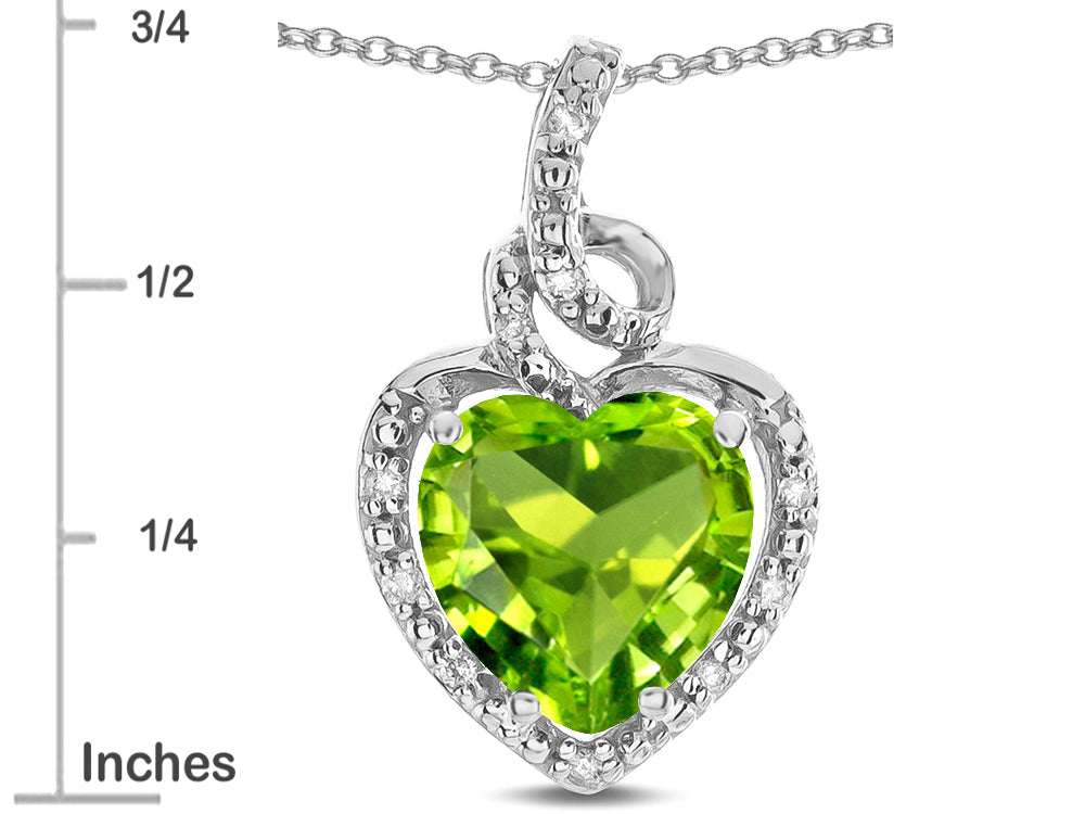 Star K Double Love Heart Halo Pendant Necklace with 8mm Genuine Peridot
