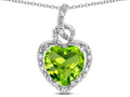 Star K Double Love Heart Halo Pendant Necklace with 8mm Genuine Peridot