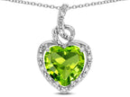 Star K Double Love Heart Halo Pendant Necklace with 8mm Genuine Peridot