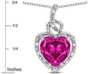 Star K Double Love Heart Halo Pendant Necklace with 8mm Simulated Pink Tourmaline