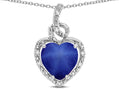Star K Double Love Heart Halo Pendant Necklace with 8mm Created Star Sapphire