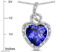 Star K Double Love Heart Halo Pendant Necklace with 8mm Simulated Tanzanite