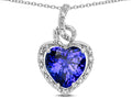 Star K Double Love Heart Halo Pendant Necklace with 8mm Simulated Tanzanite