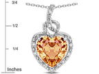 Star K Double Love Heart Halo Pendant Necklace with 8mm Simulated Imperial Yellow Topaz