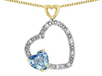 Star K Double Open Heart Pendant Necklace with 6mm Sky Blue Topaz Stone
