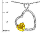 Star K Double Open Heart Pendant Necklace with 6mm Citrine Stone