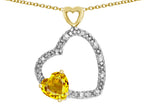 Star K Double Open Heart Pendant Necklace with 6mm Citrine Stone