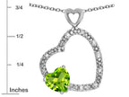 Star K Double Open Heart Pendant Necklace with 6mm Peridot Stone