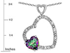 Star K Double Open Heart Pendant Necklace with 6mm Mystic Rainbow Topaz Stone