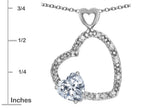 Star K Double Open Heart Pendant Necklace with 6mm White Topaz Stone