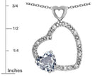 Star K Double Open Heart Pendant Necklace with 6mm Genuine Aquamarine Stone